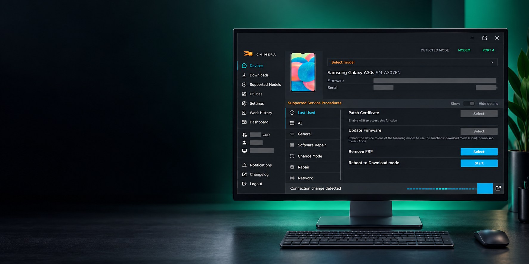 Montage de CHIMERA TOOL ouvert sur un ordinateur, réalisé à partir de votre capture